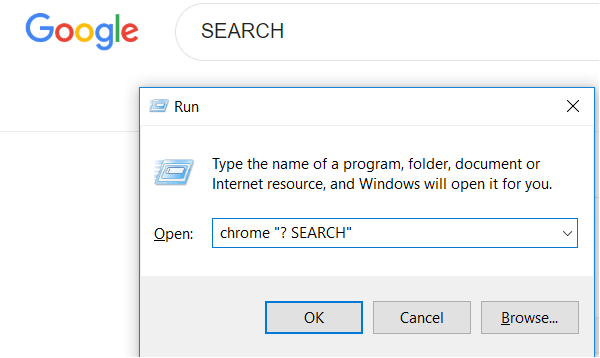 web browser using the Run command